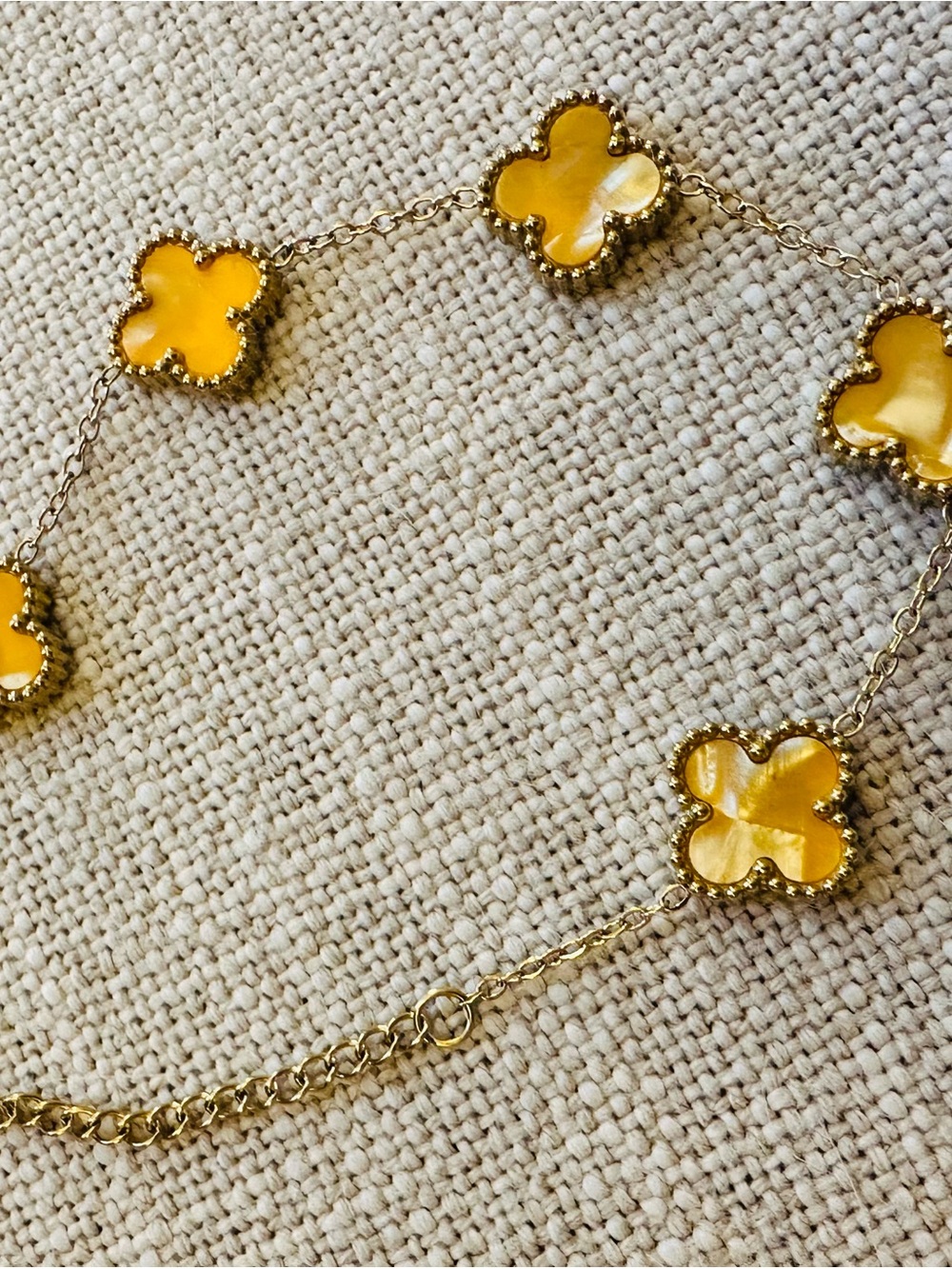ONLY ONE Gold Bracelet withYellow Clover Accents - Elegant Women's Jewelry (New)
